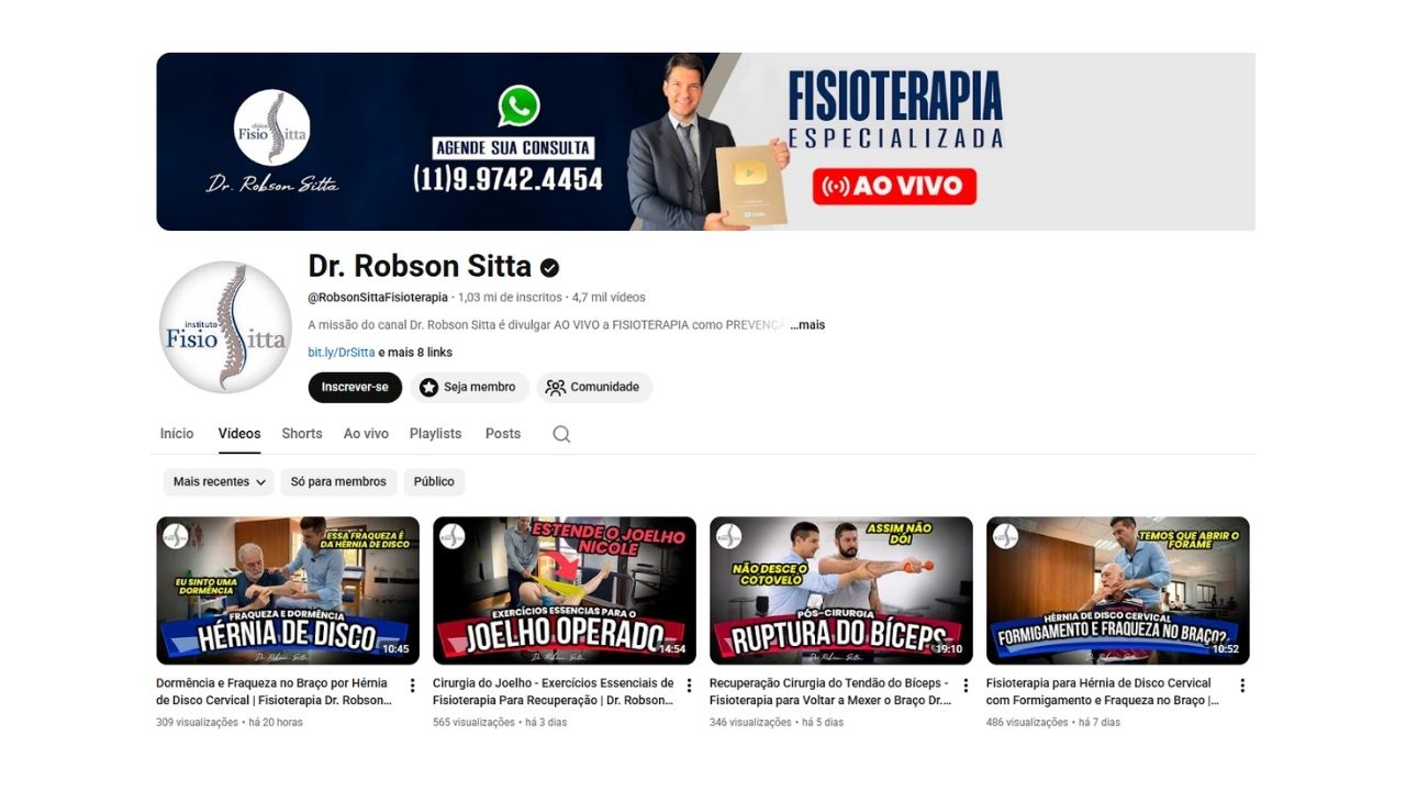 Canal do YouTube de Dr. Robson Sitta